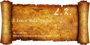 Lincz Károly névjegykártya