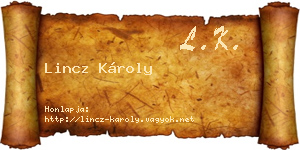 Lincz Károly névjegykártya
